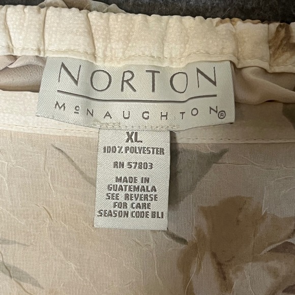 VTG N McNaughton XL Floral Print Maxi Skirt Beige Cottagecore Flowy Fairy Grunge - Picture 3 of 13